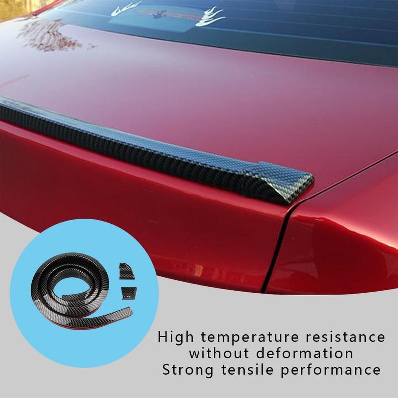 CHRYMUM Car Rear Spoiler Roof Lip Kit, Carbon Fiber 3D Rubber Trunk Spoiler Trim Strip, Car Rear Spoiler Kit, Auto Exterior Accessories Punch-Free Installation for Most Cars - Image 5
